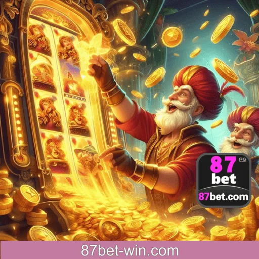 Visual apresentando slots populares da 87BET com jackpots progressivos e oportunidades de ganhos altos.